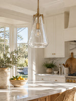 Load image into Gallery viewer, Modern Brass Geometric Clear Glass Pendant Light