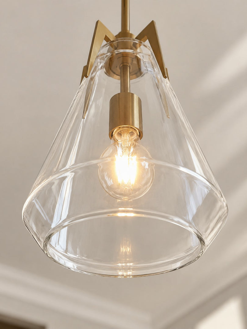 Modern Brass Geometric Clear Glass Pendant Light