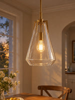 Load image into Gallery viewer, Modern Brass Geometric Clear Glass Pendant Light