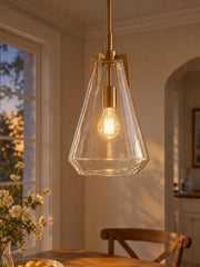 Modern Brass Geometric Clear Glass Pendant Light