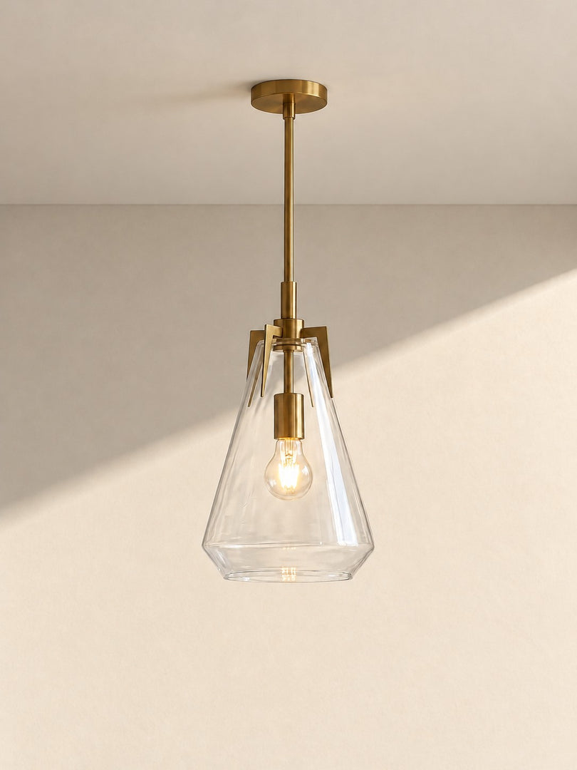Modern Brass Geometric Clear Glass Pendant Light