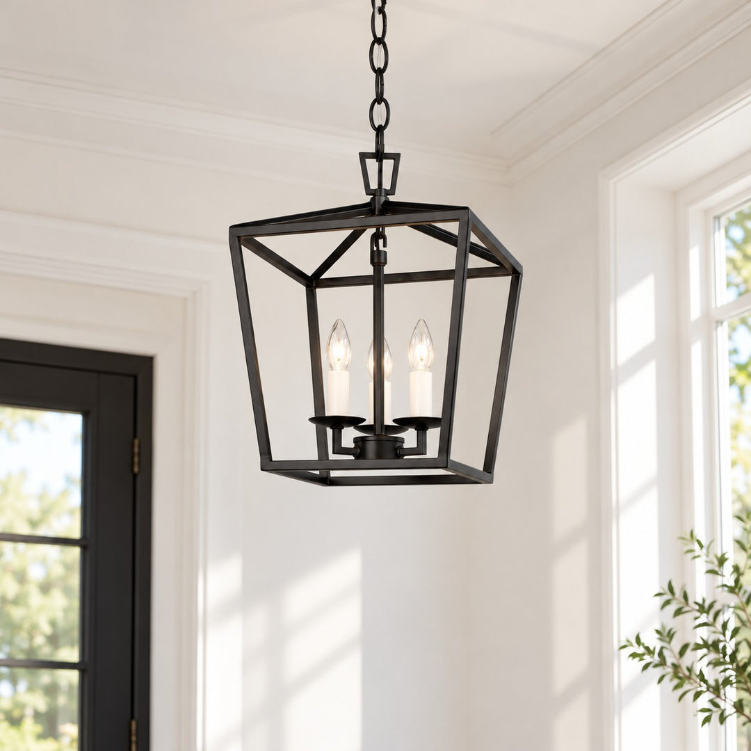 Modern Geometric Steel Lantern Pendant