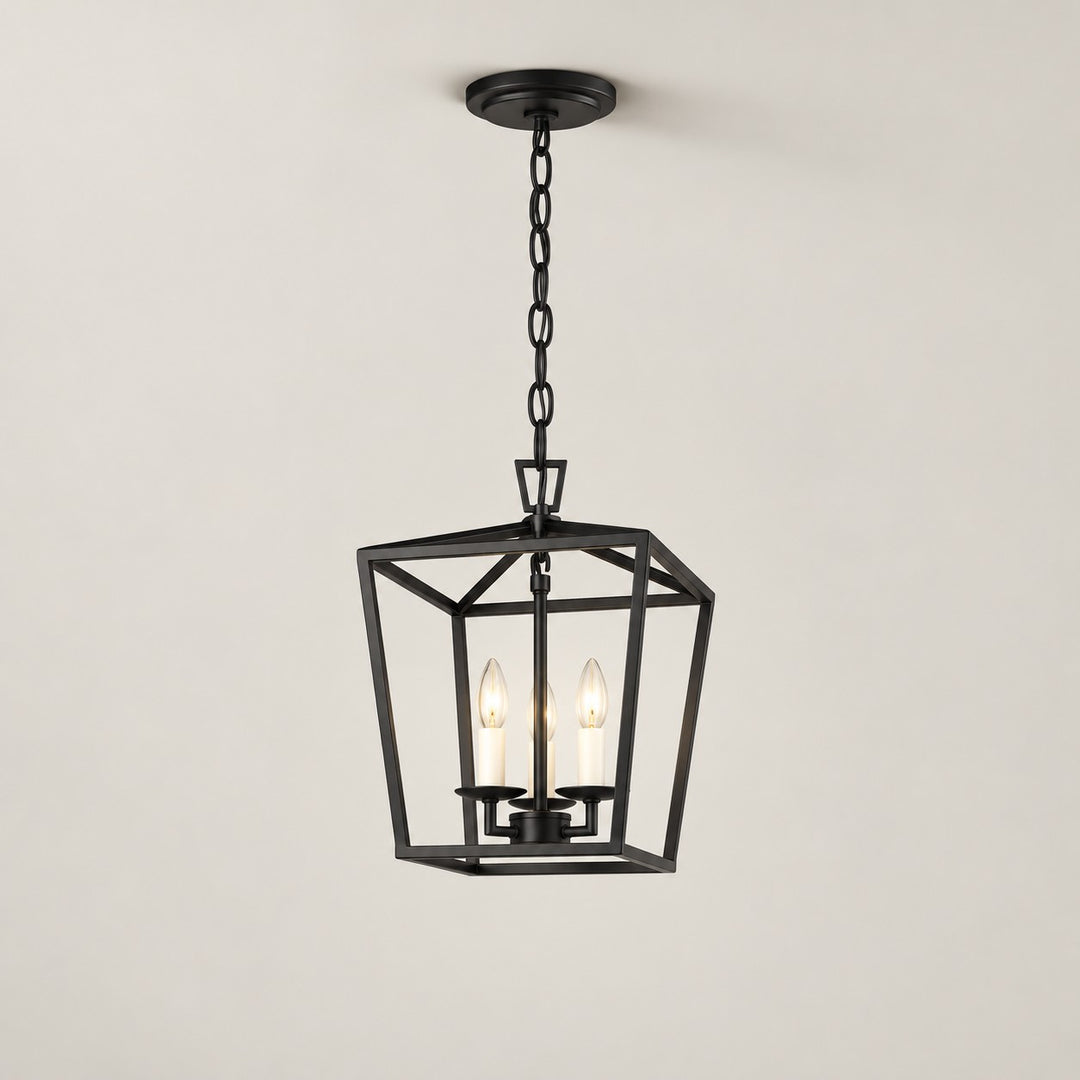 Modern Geometric Steel Lantern Pendant