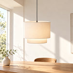 Bild in Gallery-Viewer laden, Modern Double Linen Drum Pendant Light
