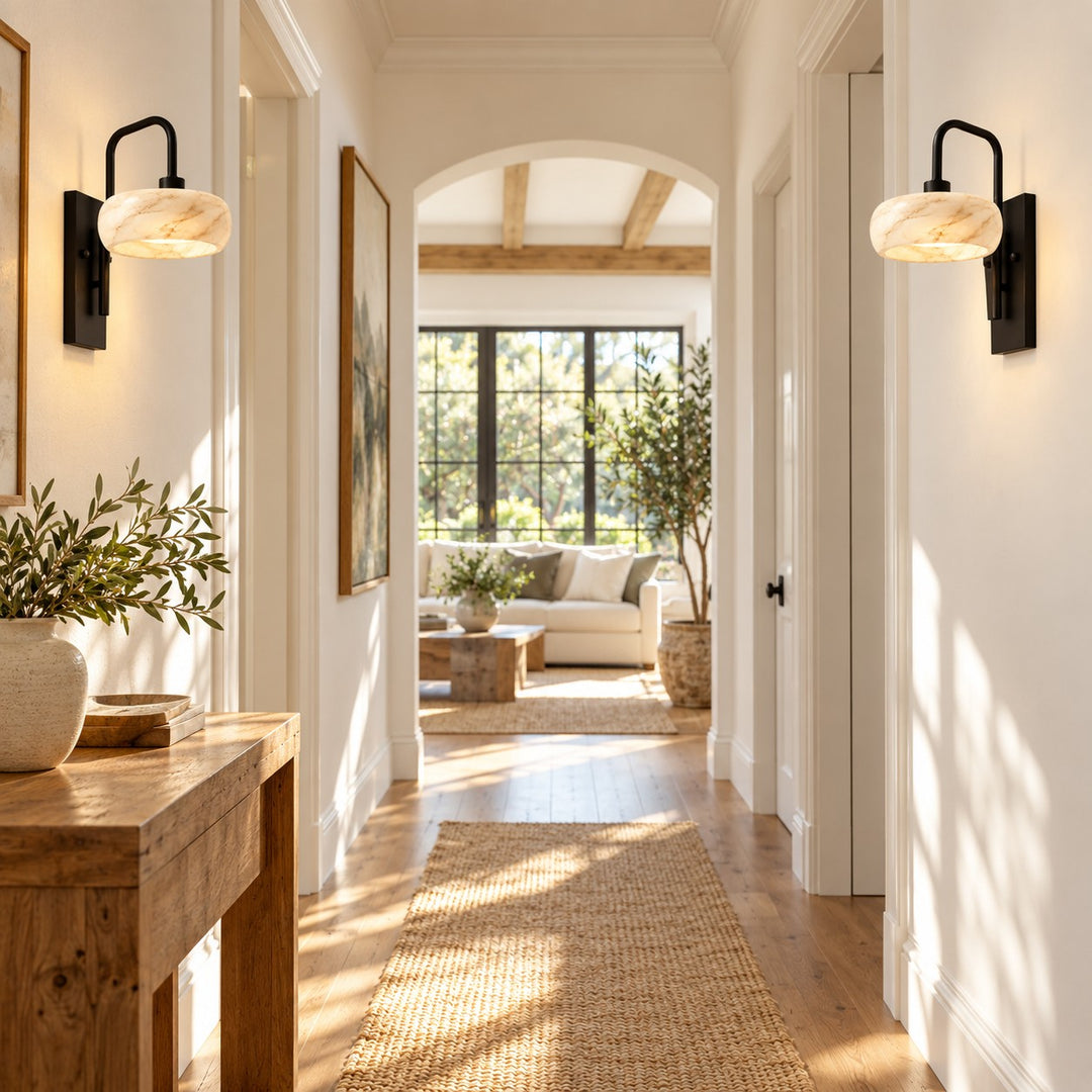 Modern Travertine Alabaster Wall Sconce
