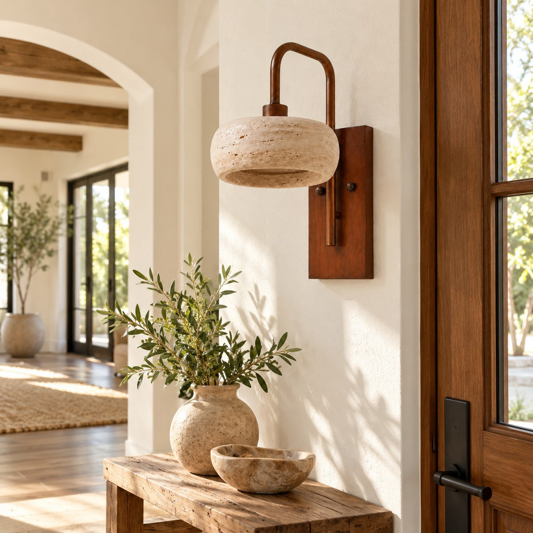 Modern Travertine Alabaster Wall Sconce