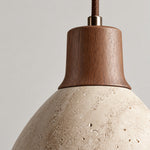 Bild in Gallery-Viewer laden, Modern Nerio Wood Walnut Travertine Pendant Light