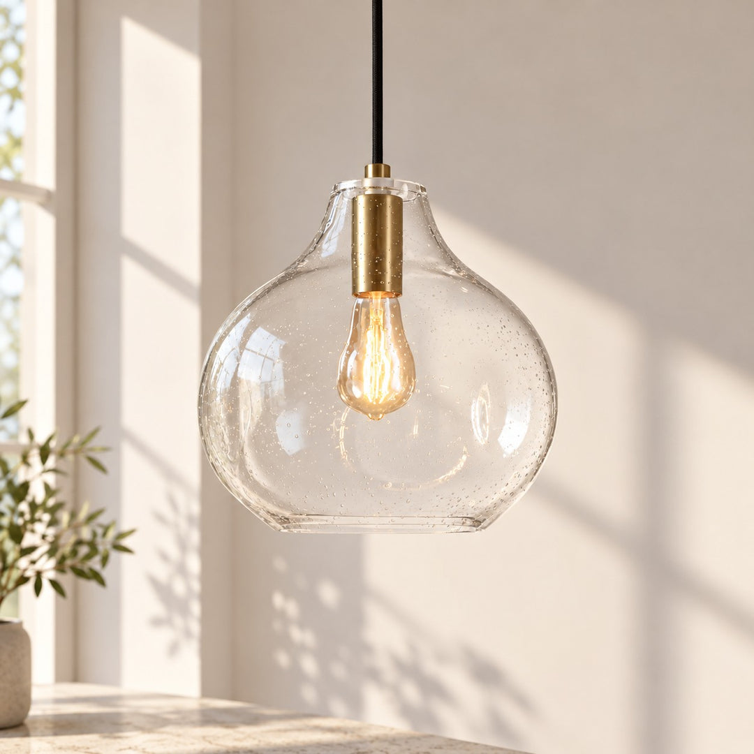 Organic Mouth-Blown Glass Globe Pendant