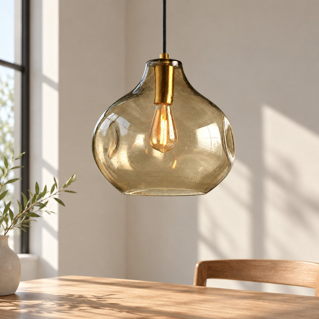 Organic Mouth-Blown Glass Globe Pendant