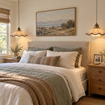 Charger l'image dans la visionneuse de galerie, French Vintage Scalloped Pleated Fabric Pendant Light