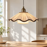 Charger l'image dans la visionneuse de galerie, French Vintage Scalloped Pleated Fabric Pendant Light