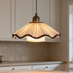 Charger l'image dans la visionneuse de galerie, French Vintage Scalloped Pleated Fabric Pendant Light