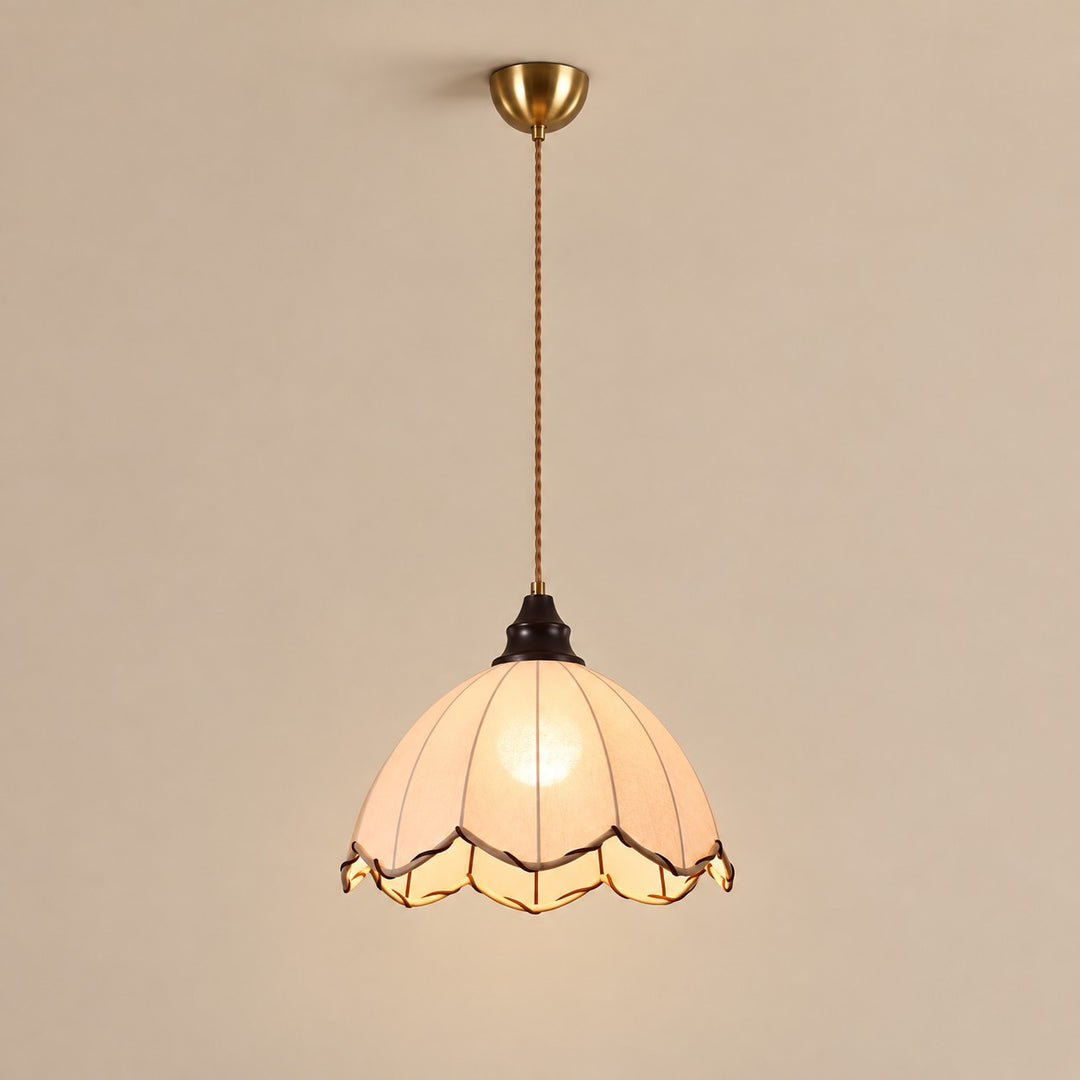 Modern Scalloped Linen Pendant Light