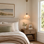 Bild in Gallery-Viewer laden, Modern Scalloped Linen Pendant Light
