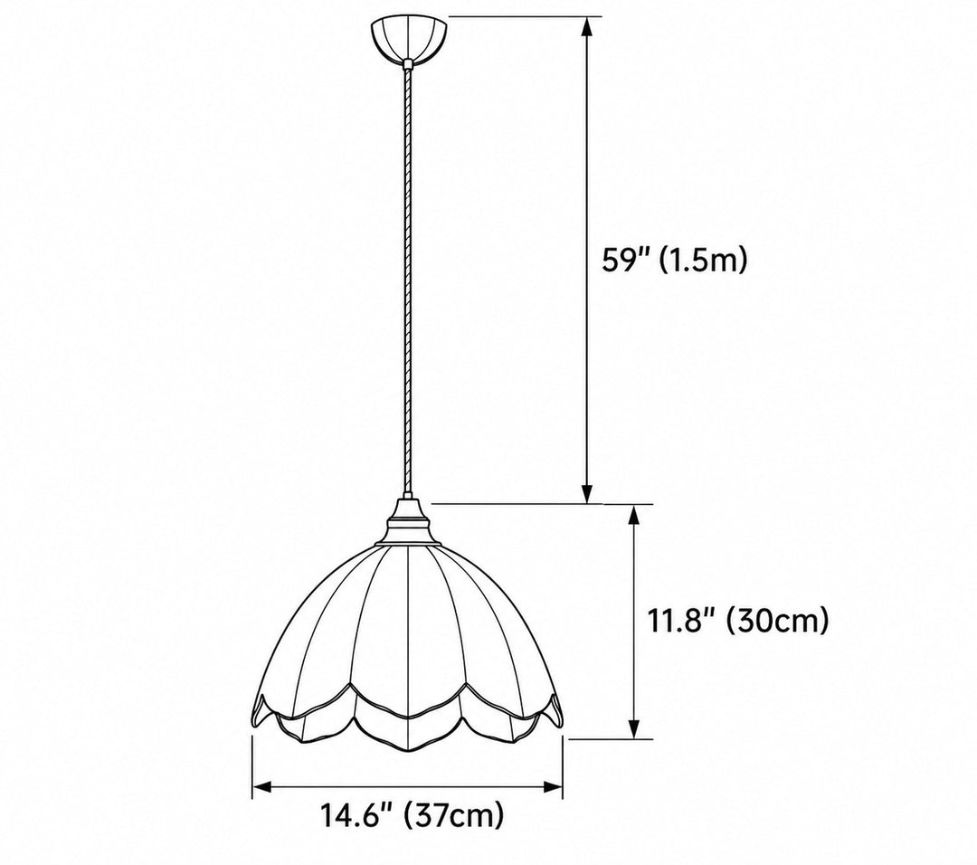 Modern Scalloped Linen Pendant Light