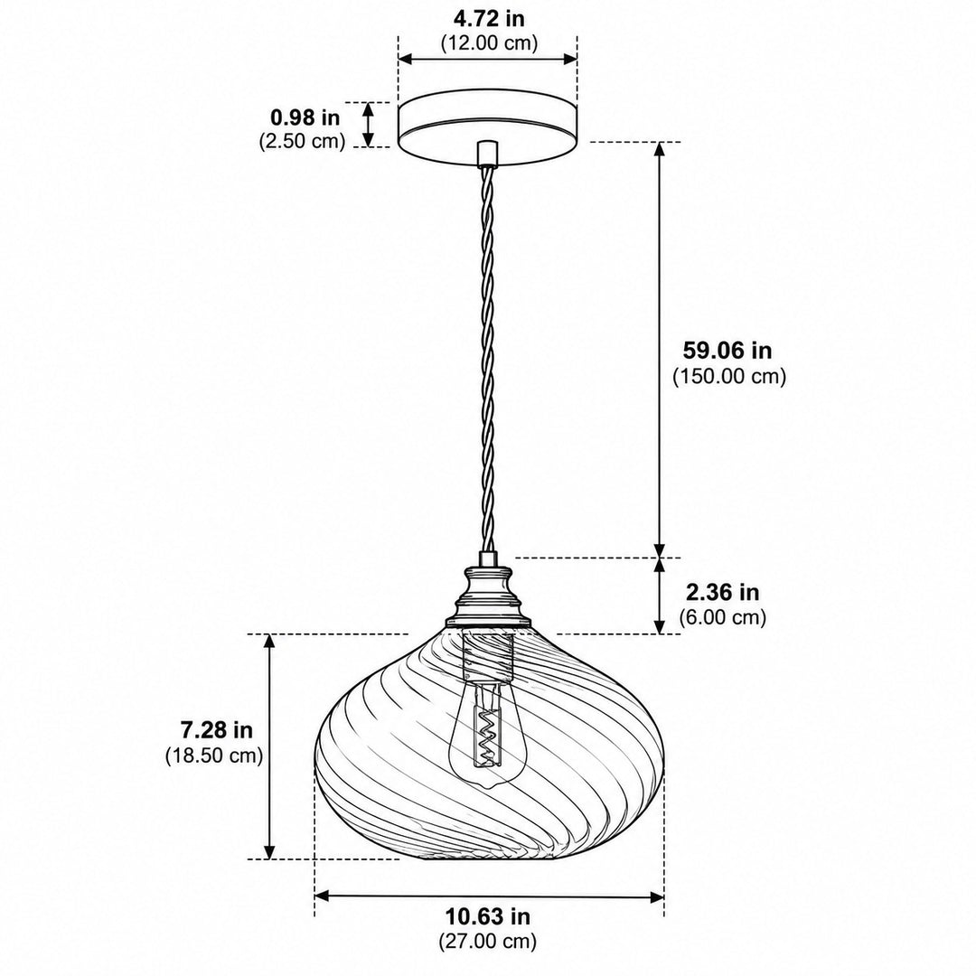 Modern Spiral Clear Glass Pendant Light