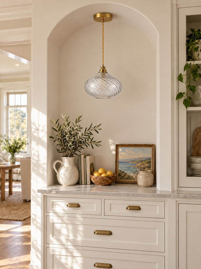 Modern Spiral Clear Glass Pendant Light