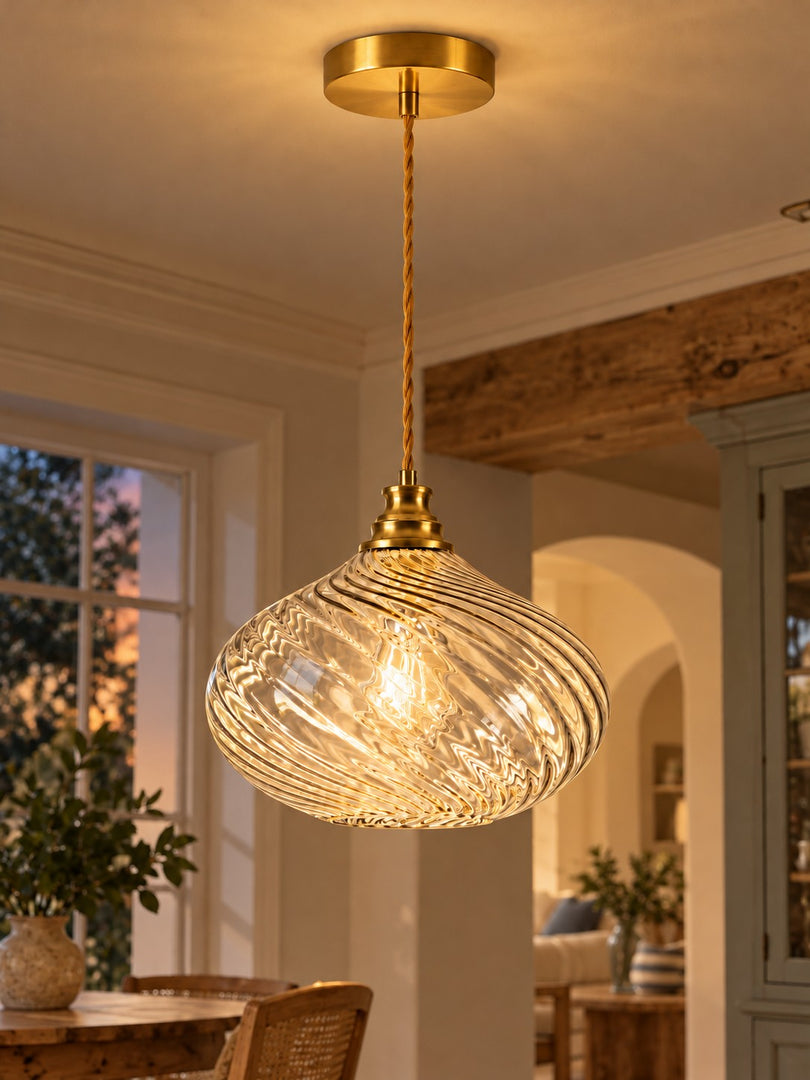 Modern Spiral Clear Glass Pendant Light