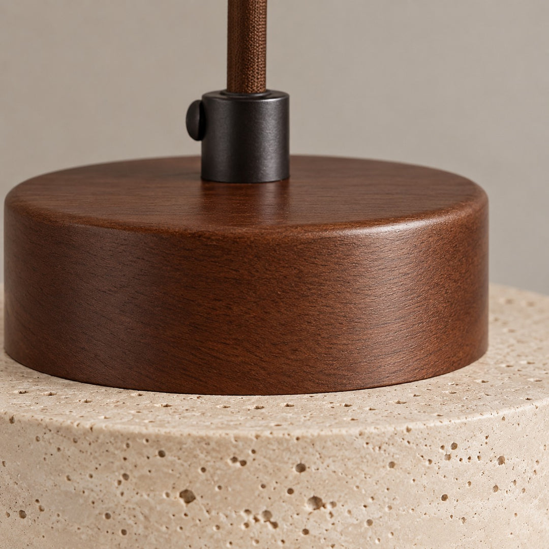 Modern Natural Stone and Wood Pendant Light