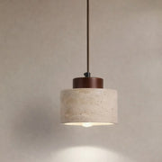 Modern Natural Stone and Wood Pendant Light
