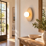Cargar imagen en el visor de la Galería, Modern Oval Travertine Globe Wall Sconce