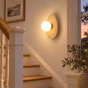 Modern Oval Travertine Globe Wall Sconce