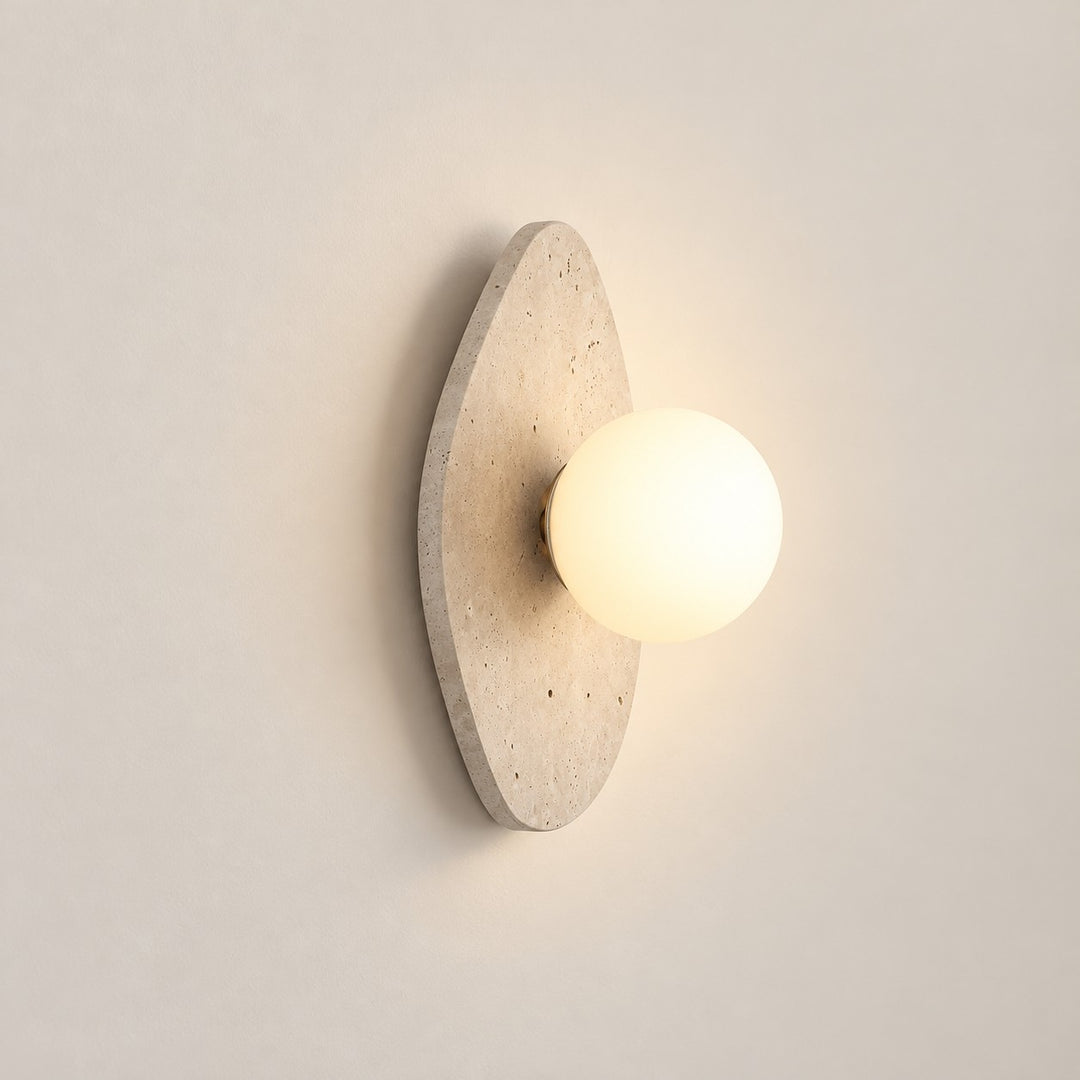 Modern Oval Travertine Globe Wall Sconce
