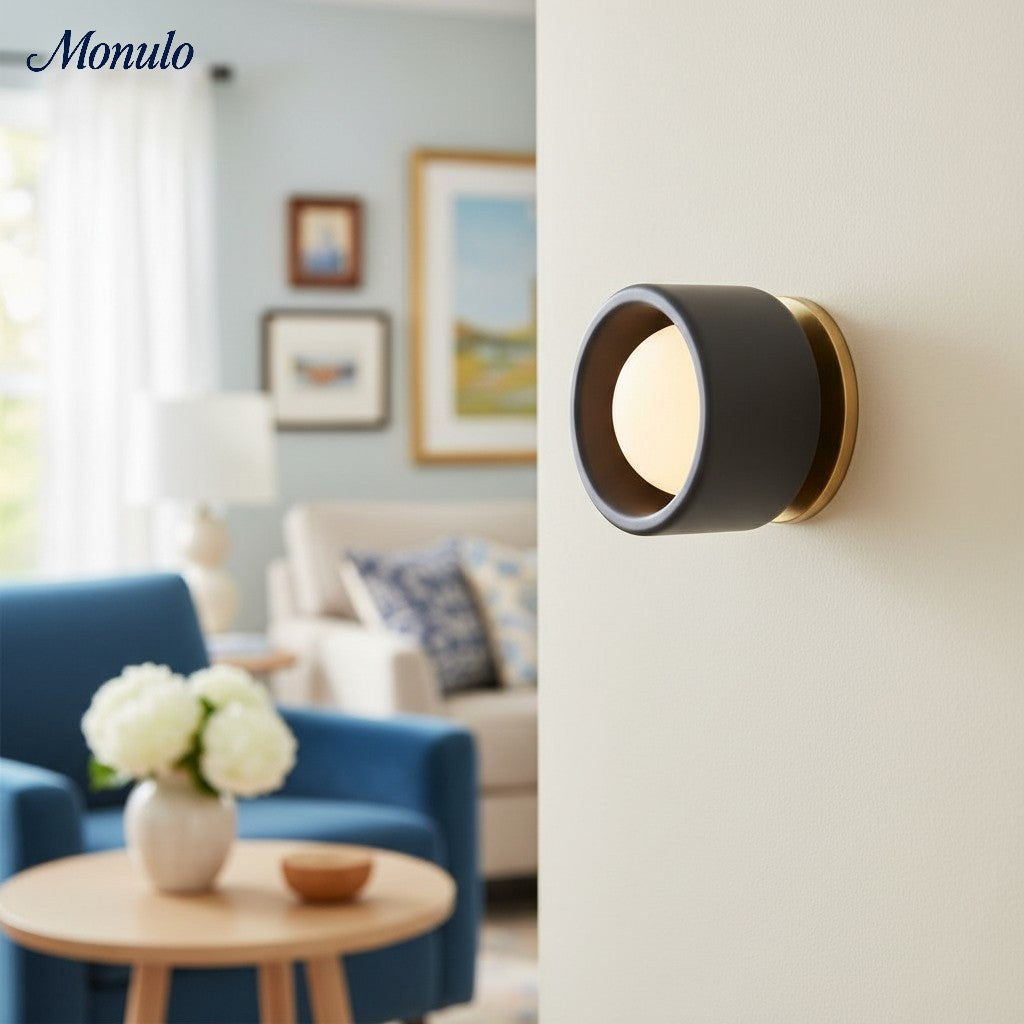 Aplique de pared de porcelana Cerova - Lámpara empotrada redonda minimalista de cerámica