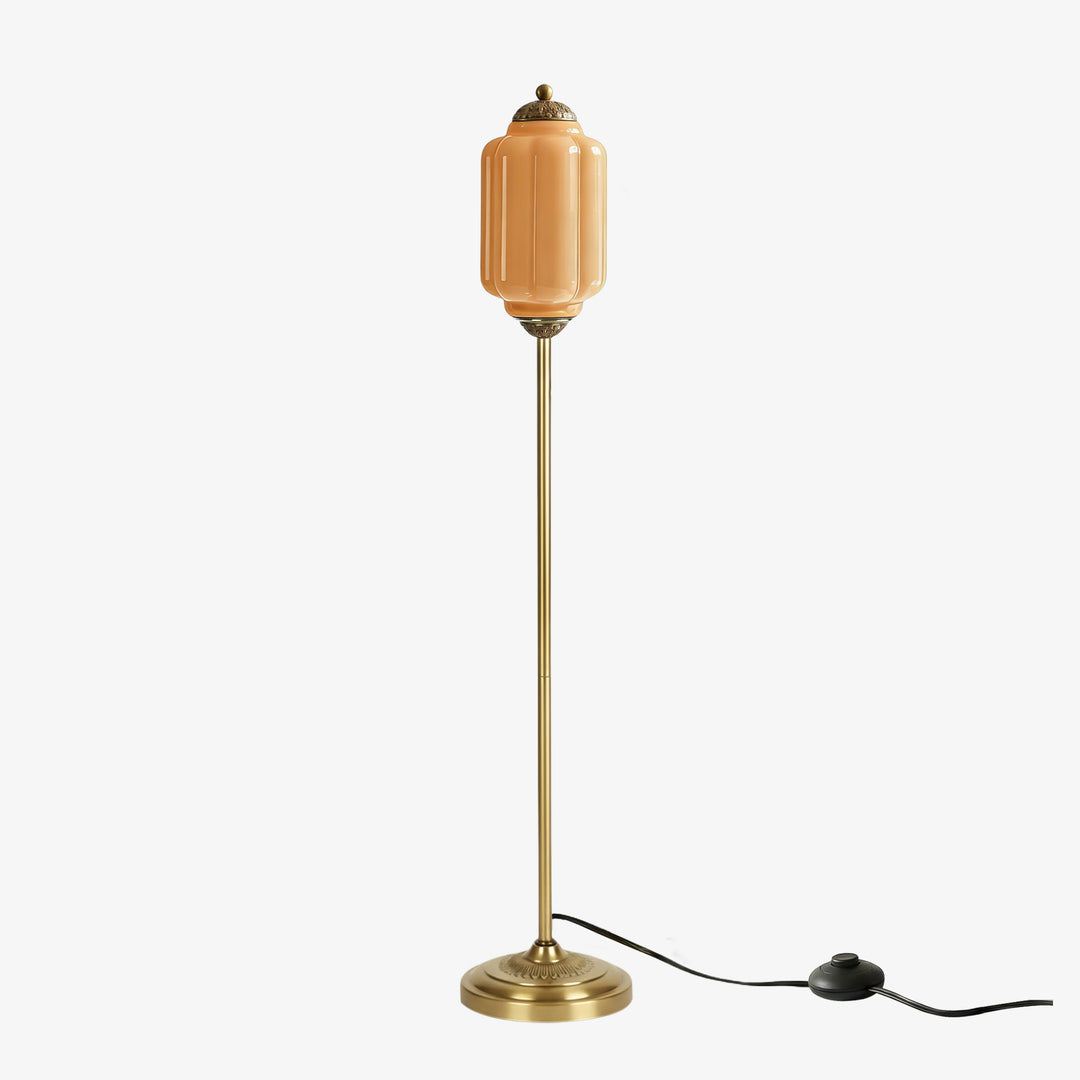 Eloise Textured Glass Pumpkin-Inspired Floor Lamp - Organic Artistry and Retro Style for Living Rooms