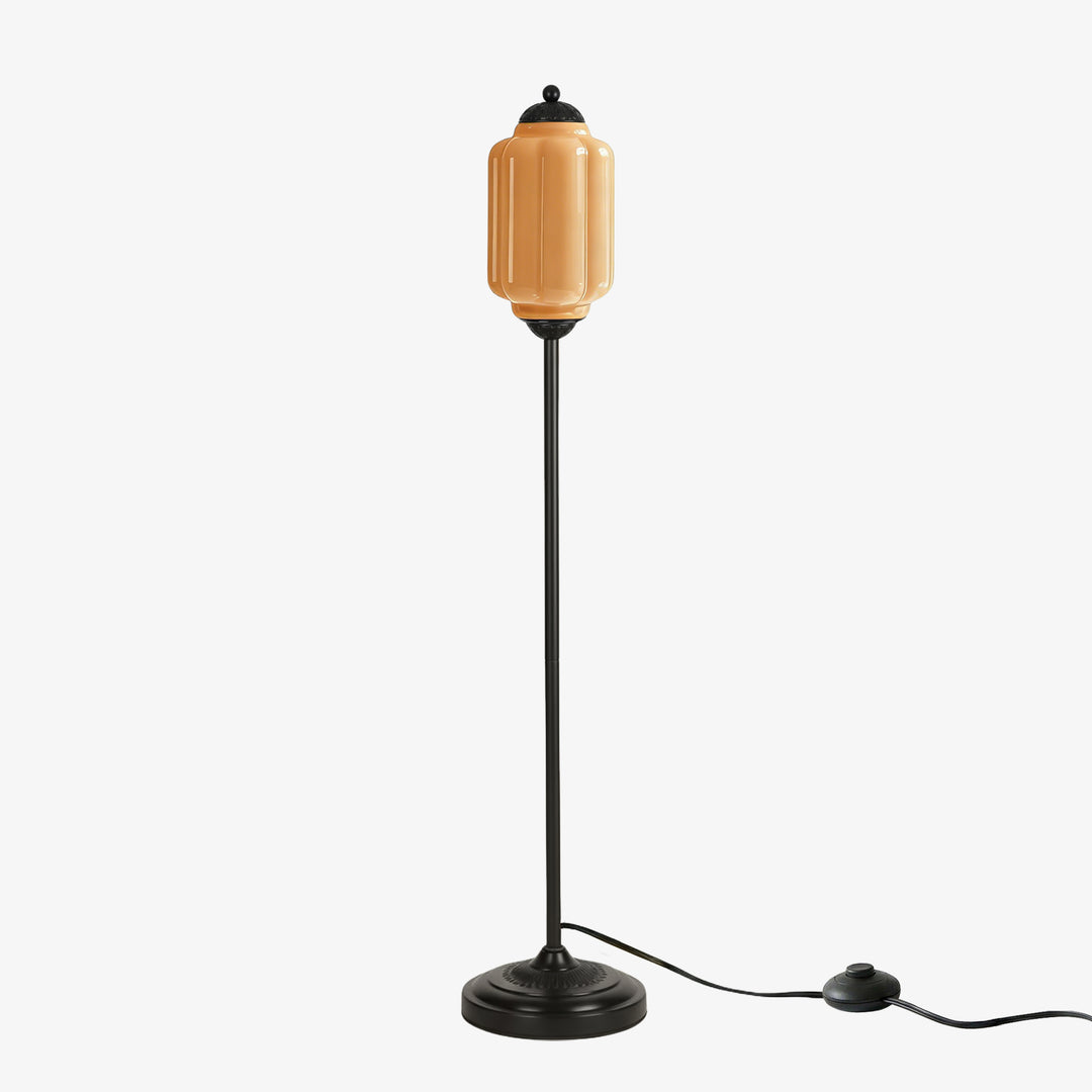 Eloise Textured Glass Pumpkin-Inspired Floor Lamp - Organic Artistry and Retro Style for Living Rooms