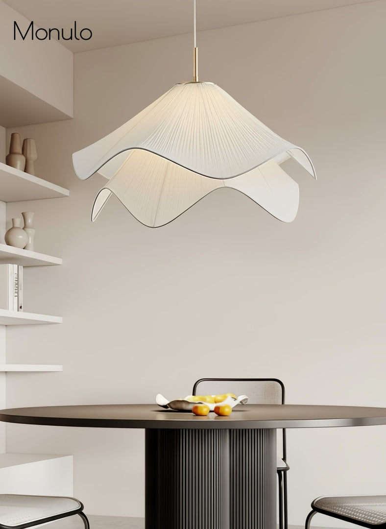 Oslan Contemporary Fabric Double-Layer Pleated Pendant – Bedroom or Café