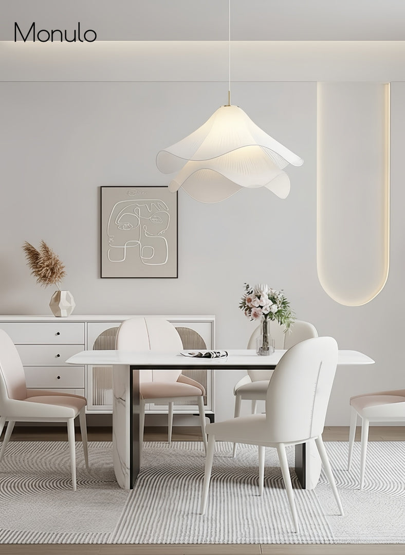 Oslan Contemporary Fabric Double-Layer Pleated Pendant – Bedroom or Café