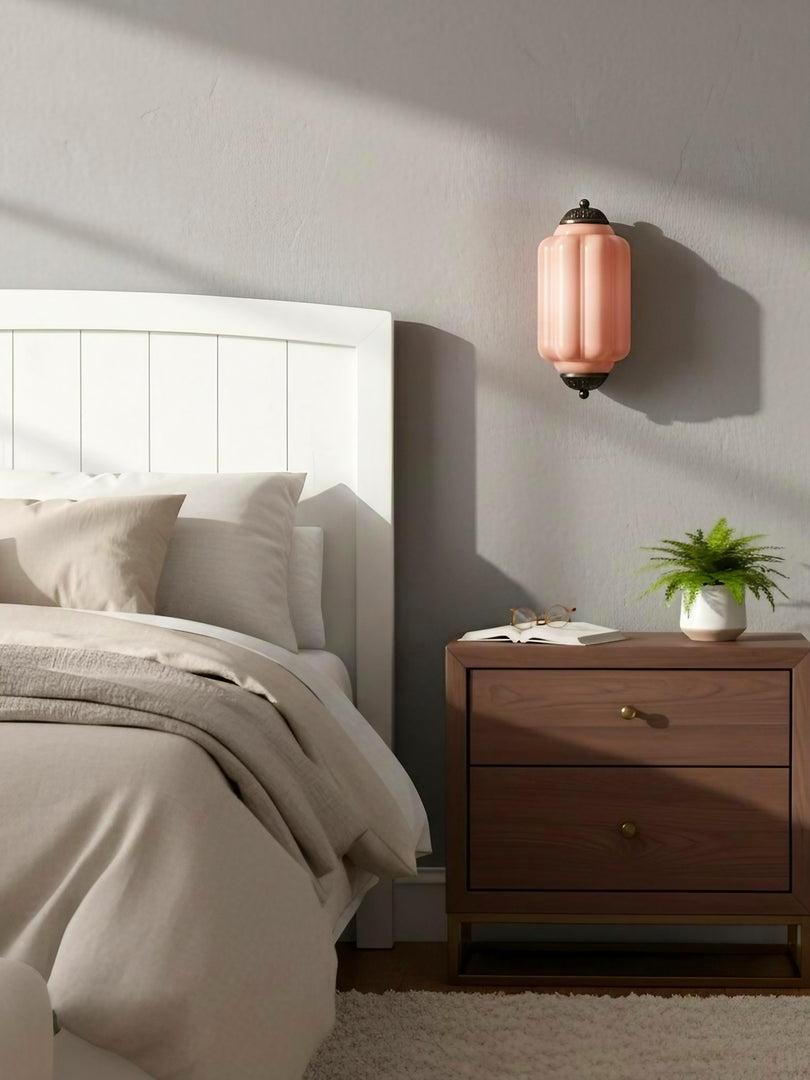 Vintage Milk Glass Flush Eloise Wall Sconce for Bedside Hallway