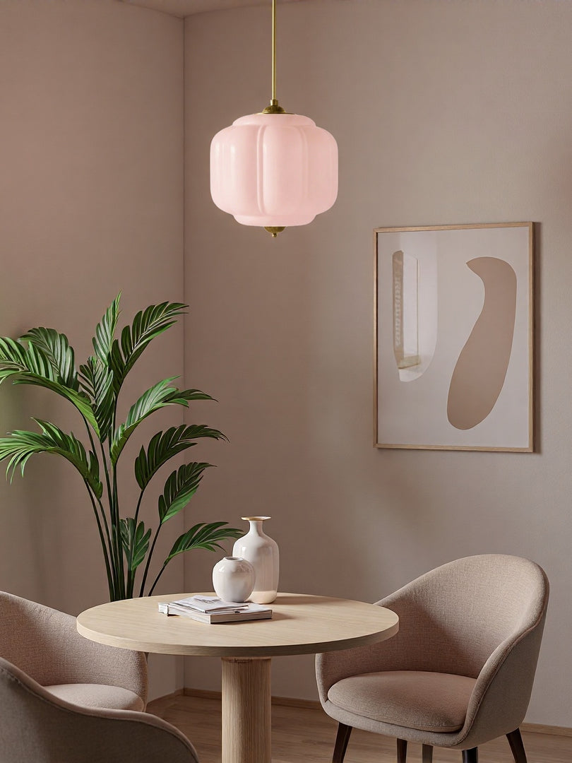 American Vintage Cream Glass Shade Shaped Eloise Chandelier