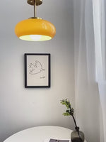 Load and play video in Gallery viewer, Retro Brass Bauhaus Glass Disc Ceiling Lamp
