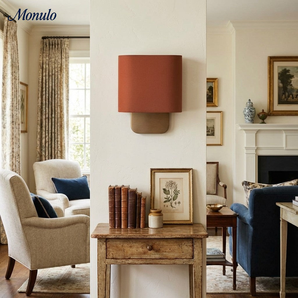 Nolvara Aleena Soft Fabric Luxe Metal Fabric Wall Sconce for Bedroom Reading Light