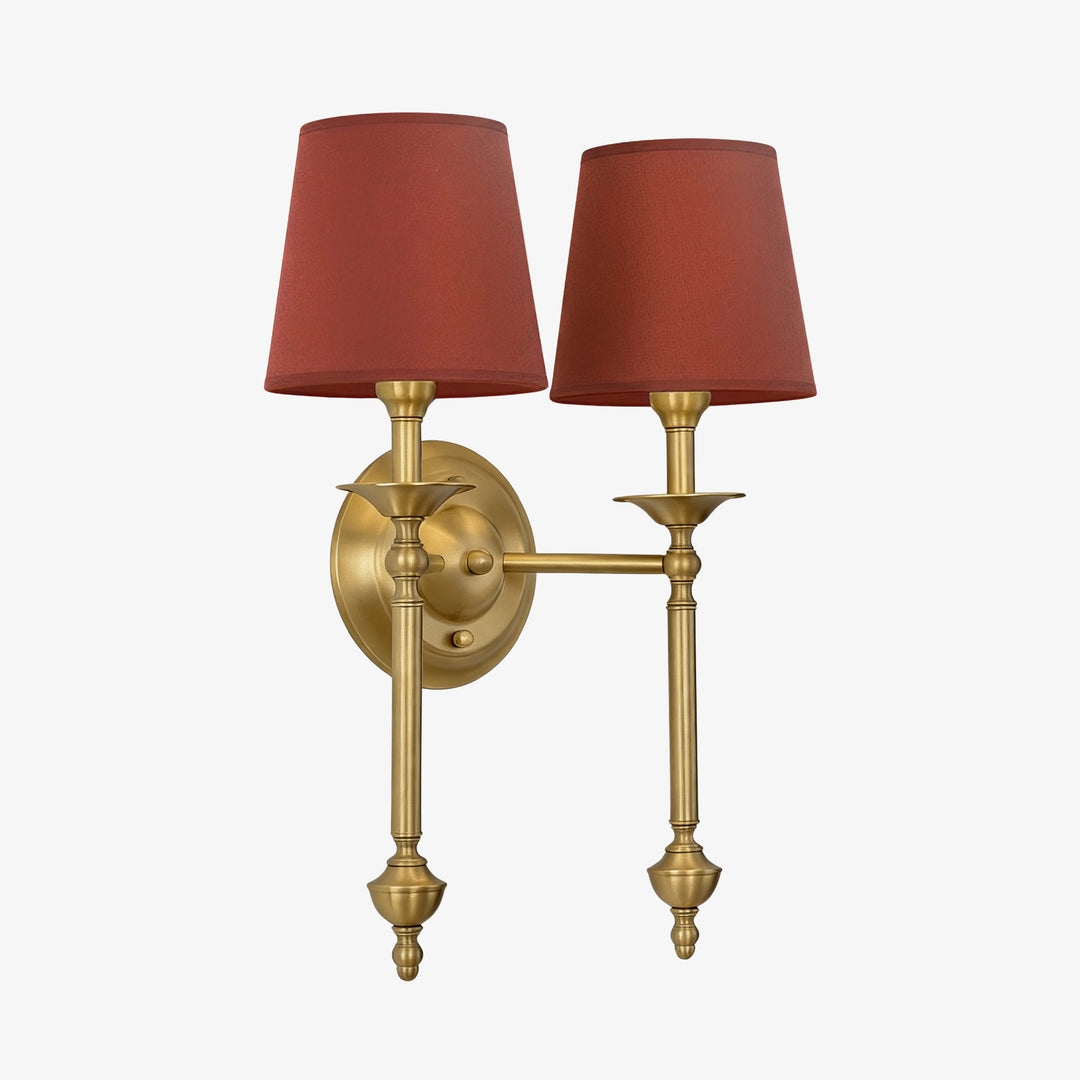 Aplique de pared con pantalla de tela Rowan en cobre antiguo: lámpara vintage de lujo para interiores 