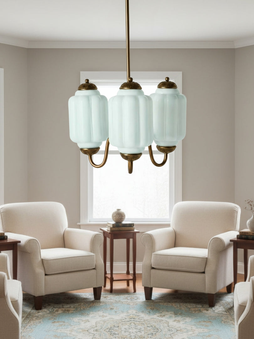 Eloise Chandelier – Milk Glass Chandelier in a Vintage Style Finish