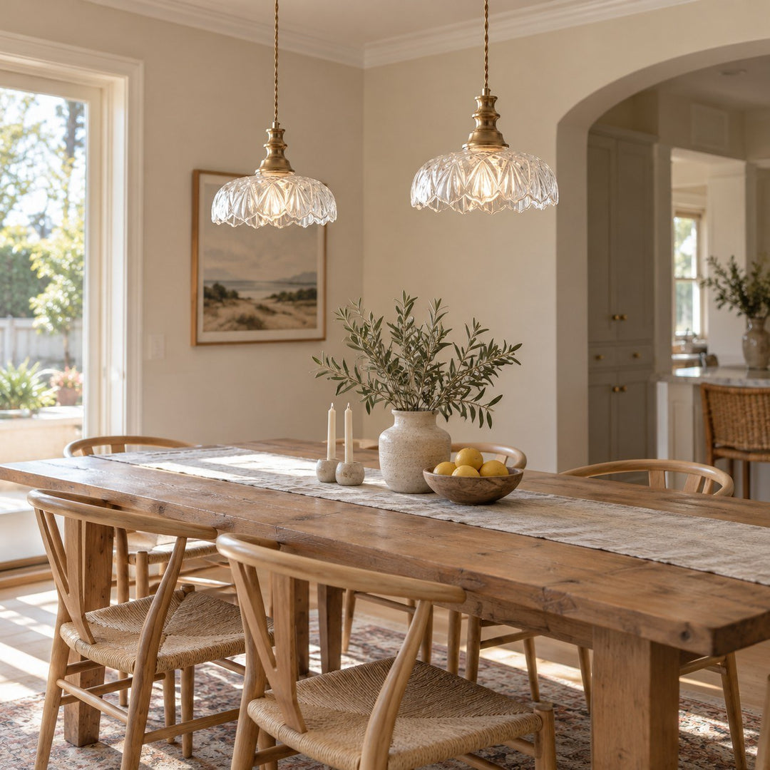 Scalloped Clear Glass Pendant Light