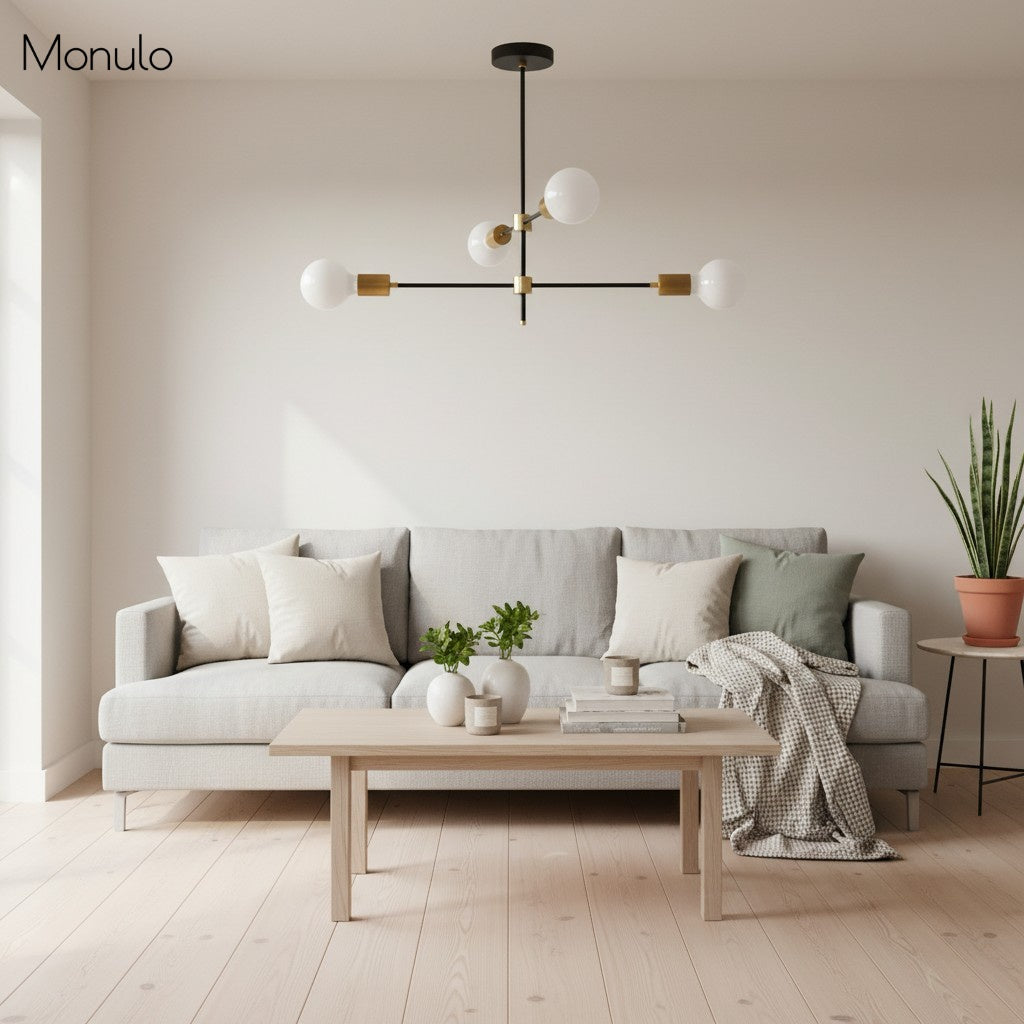 Mobilux Line Contemporary Open-Frame Globe Chandelier – Adjustable Height Statement Lighting for Foyer