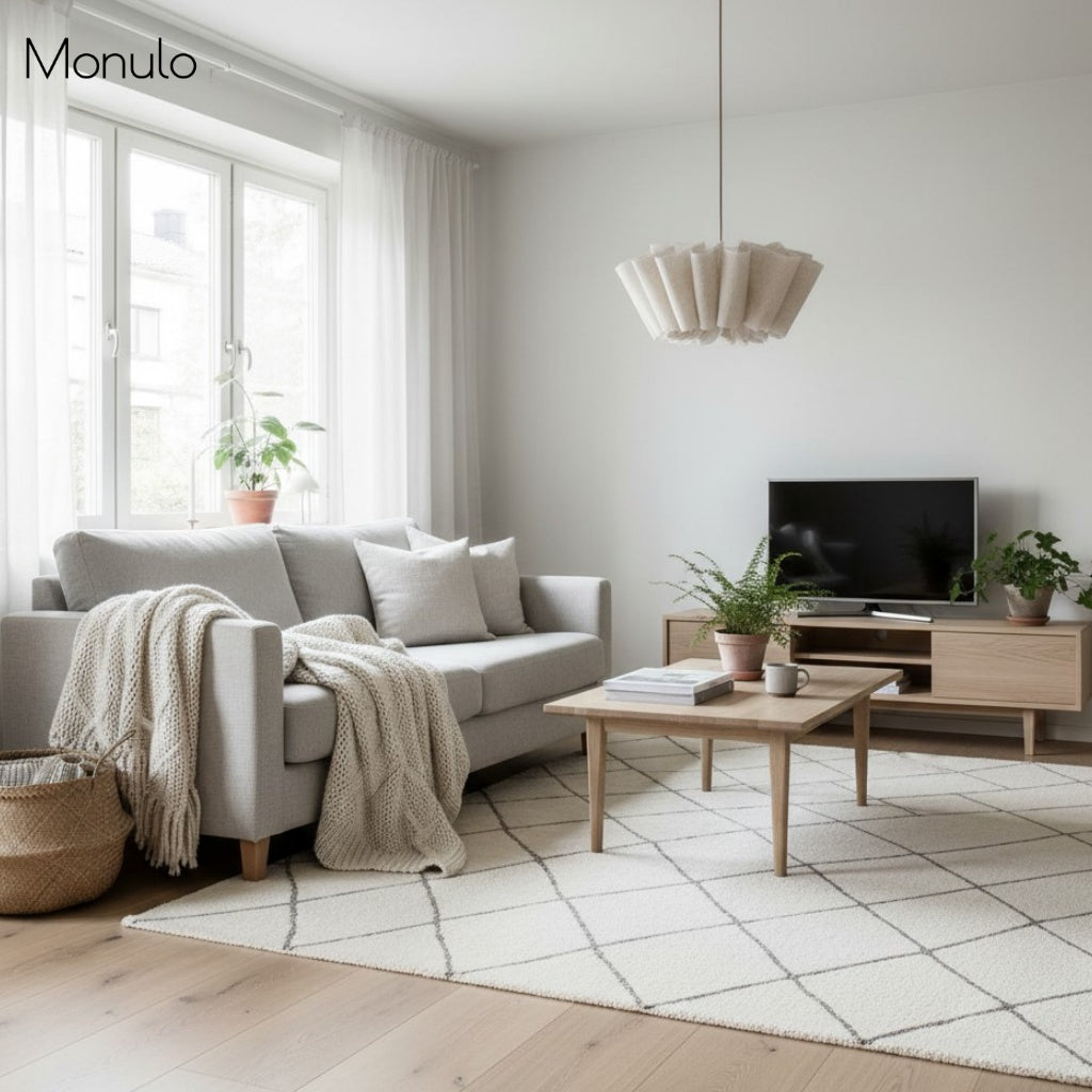 Lámpara colgante Wavora de tela plisada: iluminación de estilo nórdico minimalista para el comedor 