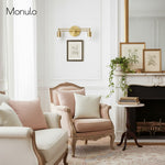 Bild in Gallery-Viewer laden, Mobilux Line Sleek Mehrkopf Badezimmer Wandleuchte – Designer Schminkspiegelwandleuchte mit Glasschirmen
