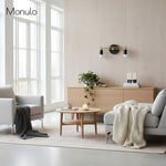 Bild in Gallery-Viewer laden, Mobilux Line Sleek Mehrkopf Badezimmer Wandleuchte – Designer Schminkspiegelwandleuchte mit Glasschirmen
