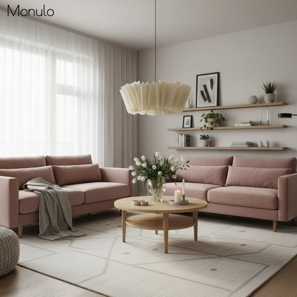 Lámpara colgante Wavora de tela plisada: iluminación de estilo nórdico minimalista para el comedor 