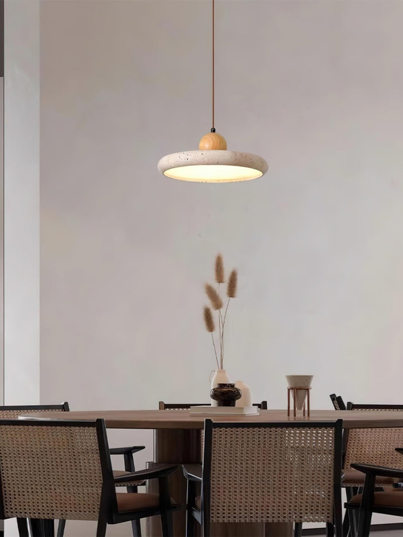 Modern Minimalist Travertine Frisbee Pendant Lamp
