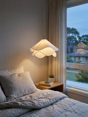 Lámpara colgante plisada de doble capa de tela contemporánea Oslan – Para dormitorio o cafetería