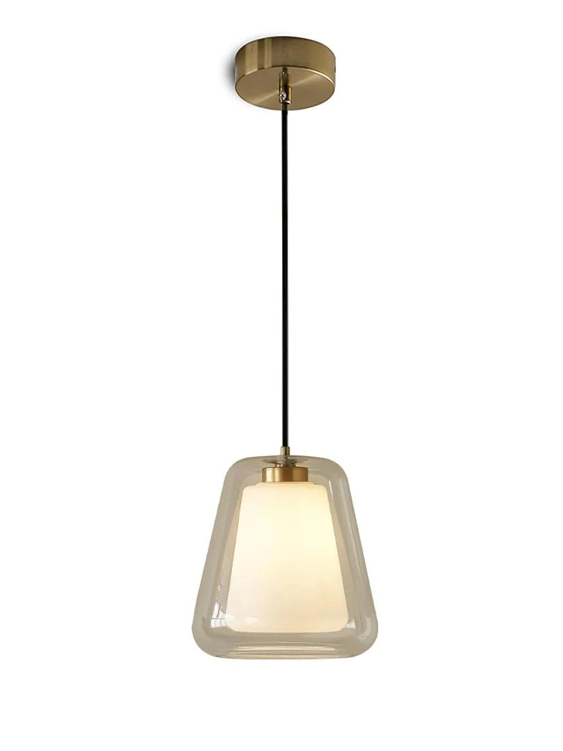 Suspension moderne – Abat-jour intérieur givré et verre extérieur transparent