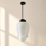 Load image into Gallery viewer, Vintage Art Deco Milk Glass Geometric  Skyscraper Shade Pendant Light