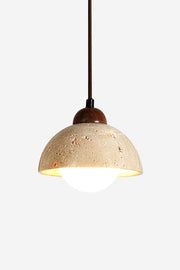 Flower Bud Travertine Wooden Pendant Lamp