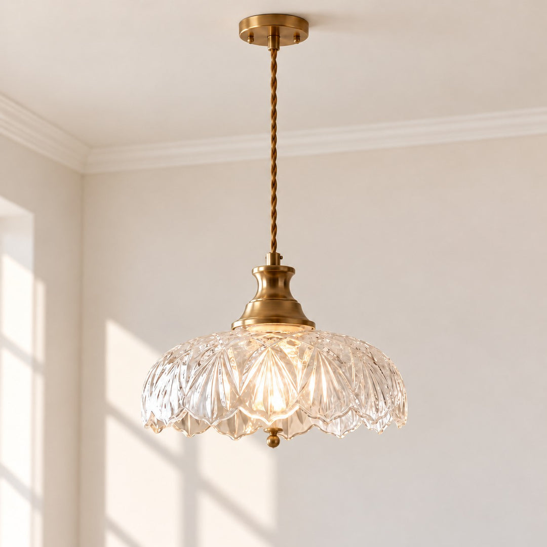 Scalloped Clear Glass Pendant Light